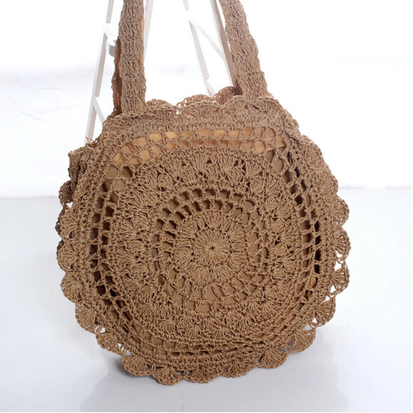 Ruffled Flower Shaped Handbag In Light Brown - Picture 1 of 8